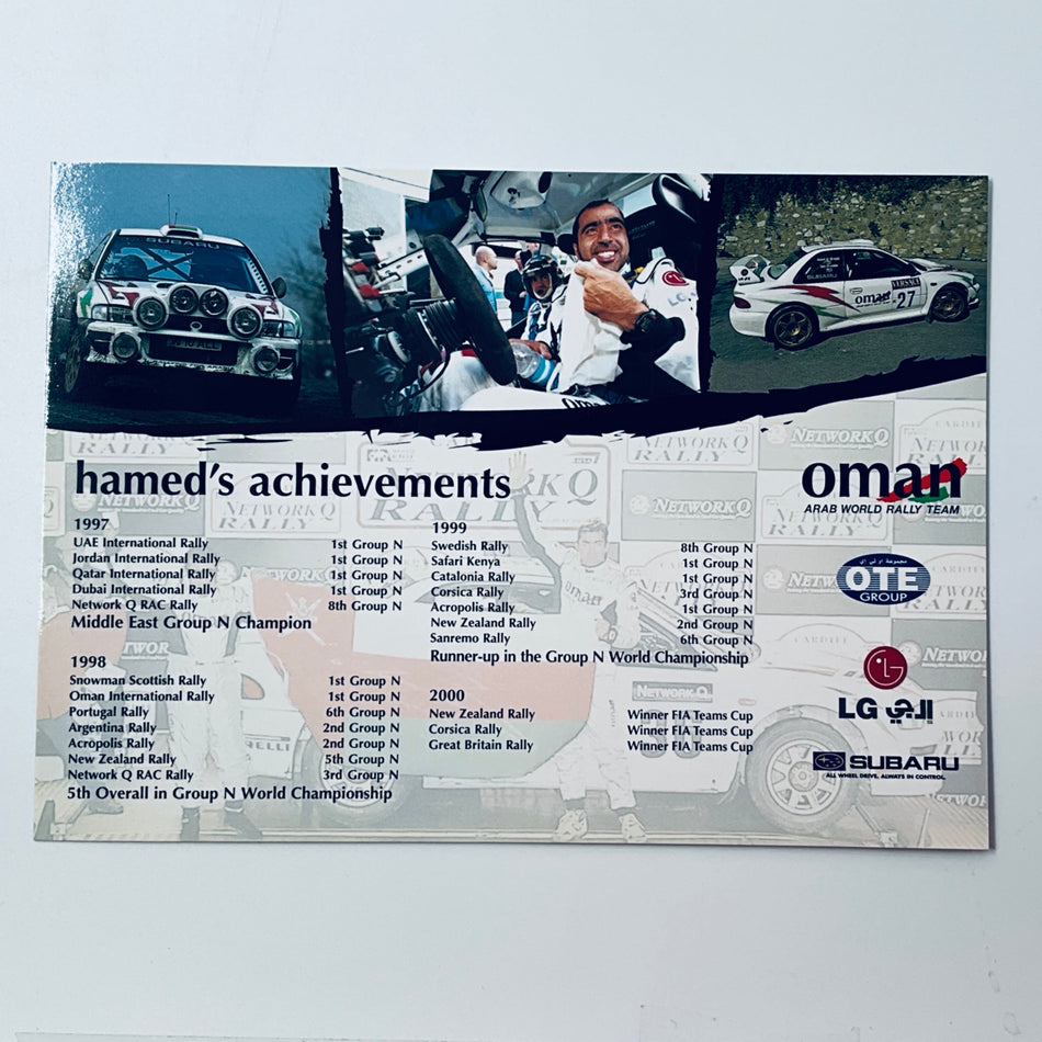 Oman Arab World Rally Team WRC Subaru Haed al Wahaibi Driver Card