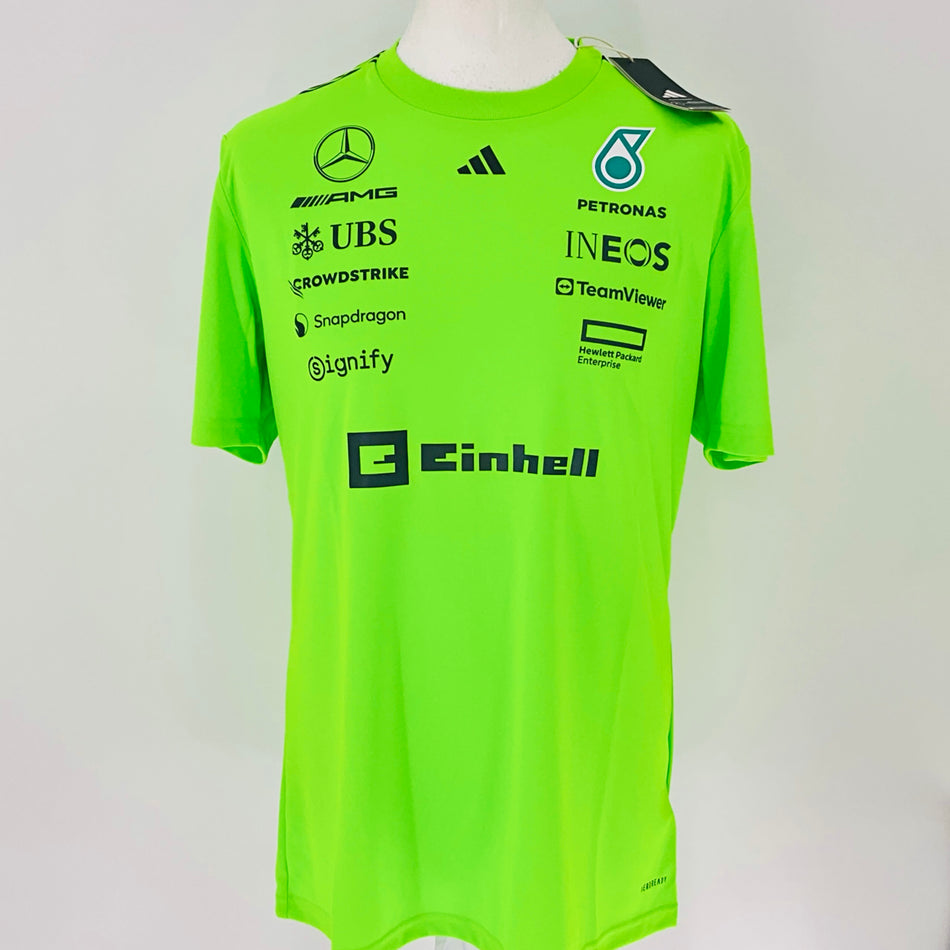 2025 Team Issue Mercedes AMG Petronas Formula One Adidas Hi-Vis Set Up T-Shirt-Team Issue