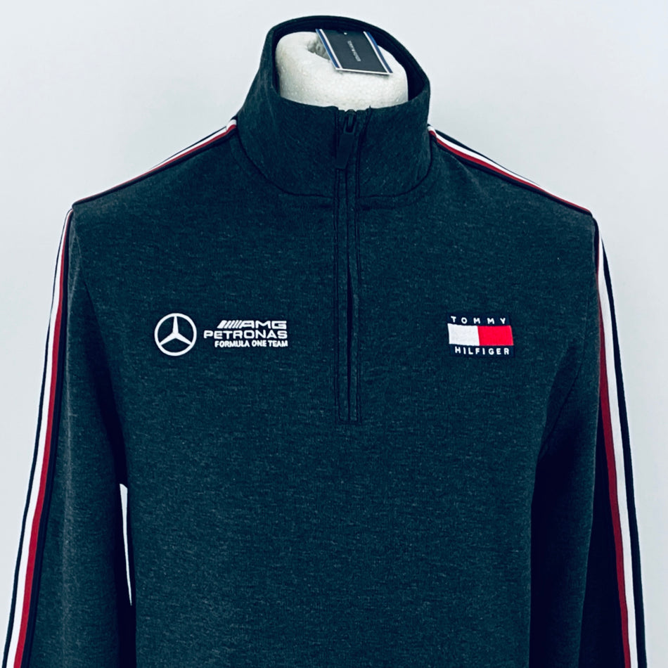 Team Issue Mercedes AMG Petronas Formula One Team 1/2 Zip Sweatshirt - Tommy Hilfiger Grey