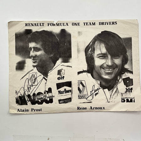 Origional 1981 Renault F1 Team Drivers Sheet Alain Prost & Rene Arnoux - Pit-Lane Motorsport