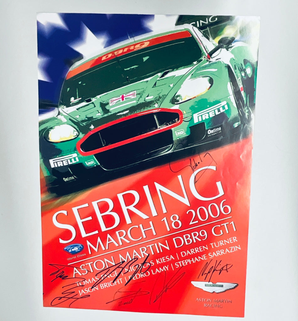 Genuine Aston Martin Racing A2 2006 ALMS Sebring Poster Signed by All 6 Drivers