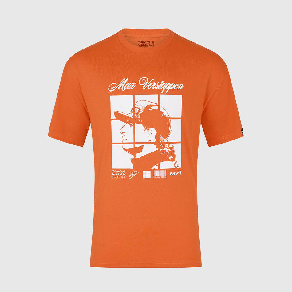 Red Bull Racing Max Verstappen Puzzle Driver T-Shirt - Orange- Unisex