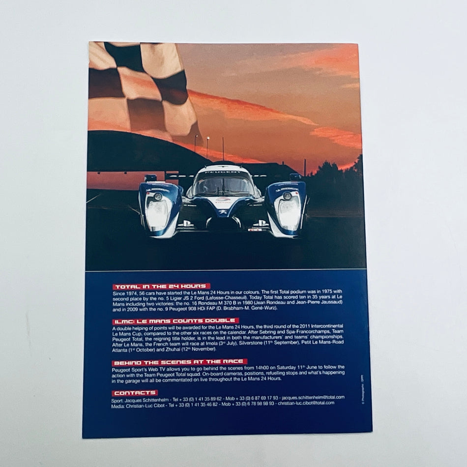 2011 Peugeot Total Motorsport Team Le Mans Launch Brochure