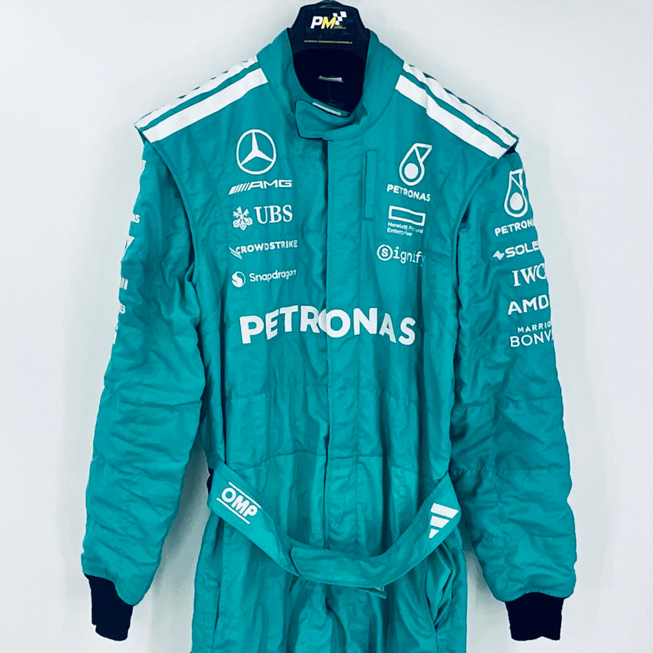 2025 Mercedes AMG Petronas F1 Team Issued Mechanics Race Suit Front Jack Man-Teal