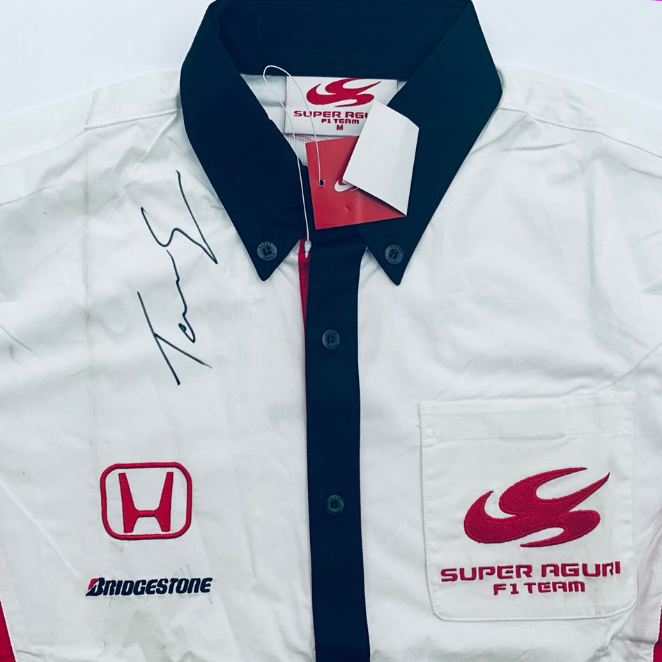 Takuma Sato Hand Signed Super Aguri F1 Team Shirt