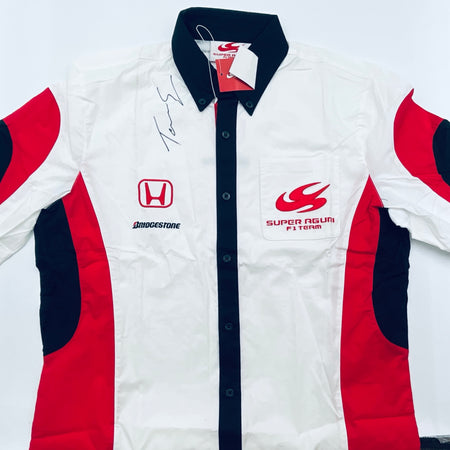 Takuma Sato Hand Signed Super Aguri F1 Team Shirt - Pit-Lane Motorsport