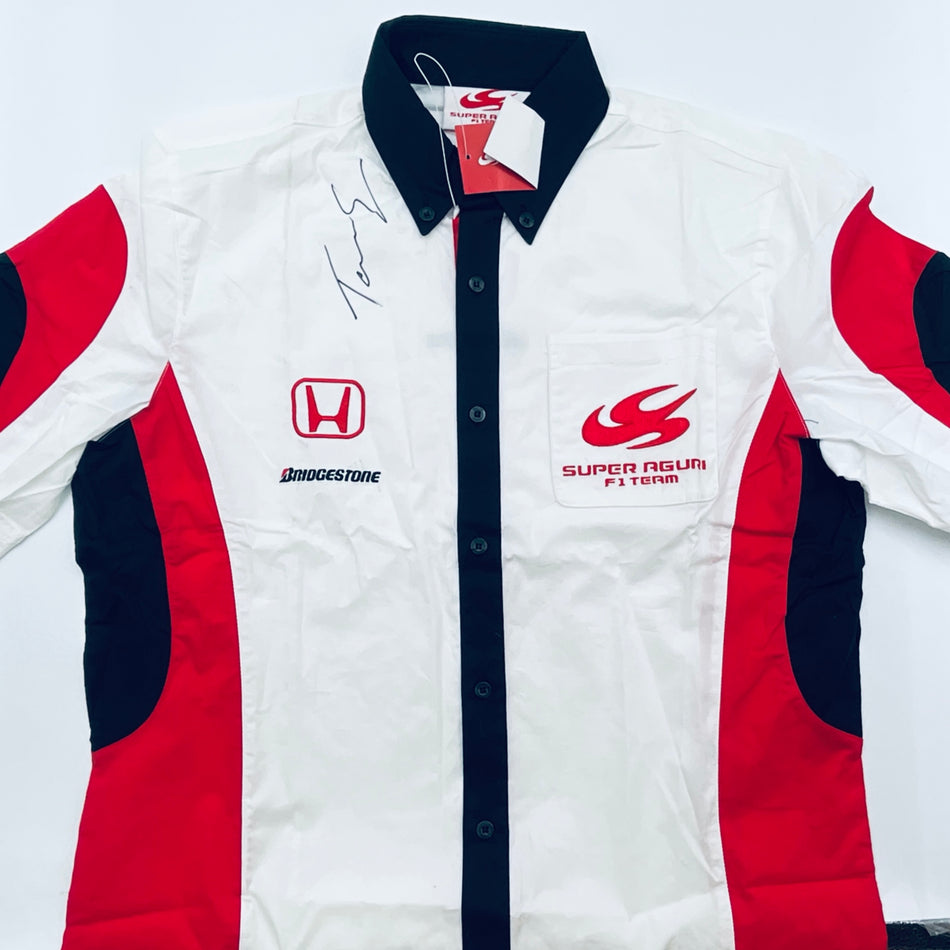 Takuma Sato Hand Signed Super Aguri F1 Team Shirt