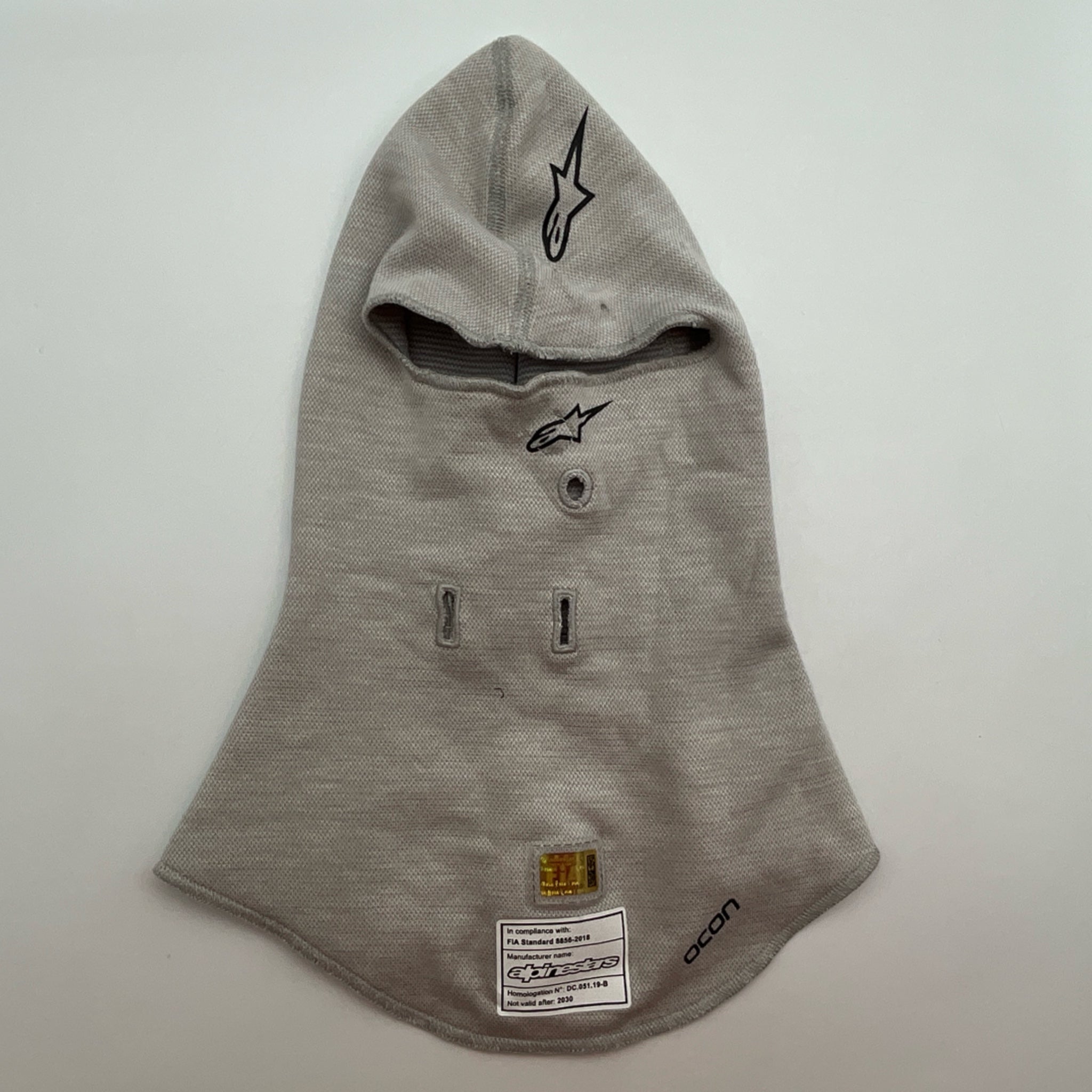 2021 Esteban Ocon Alpine F1 Team Alpinestars Used Nomex Balaclava-Grey - Pit-Lane Motorsport