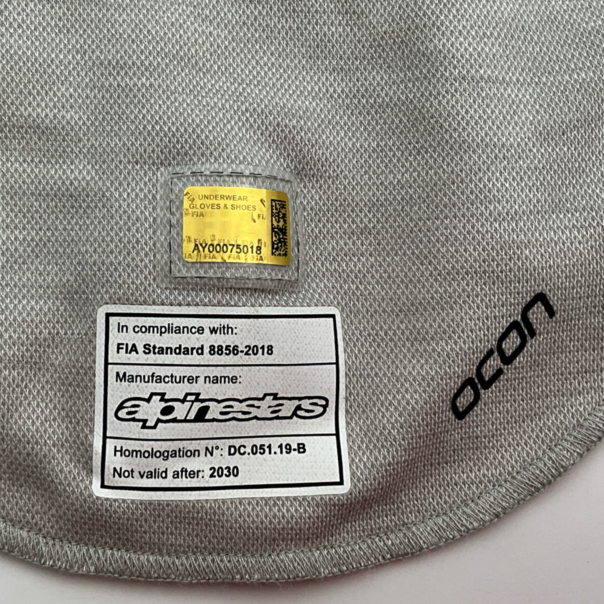 2021 Esteban Ocon Alpine F1 Team Alpinestars Used Nomex Balaclava-Grey - Pit-Lane Motorsport