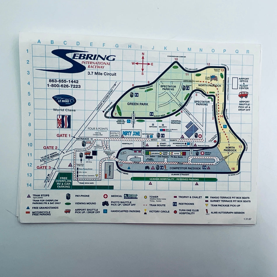 Official ALMS  12 Hours Of Sebring 2007 Team Information Qualifying & Race Results Sheets