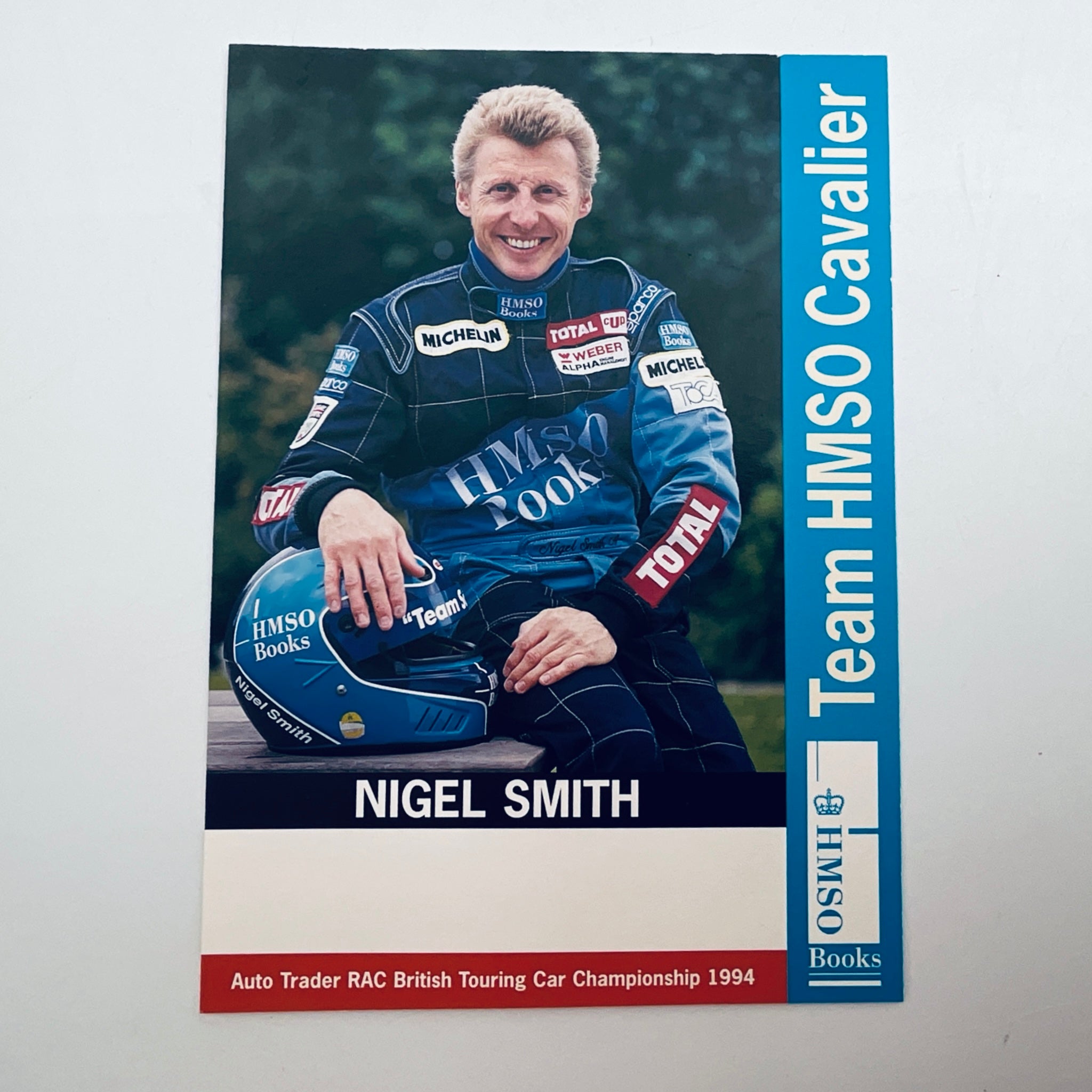 Official Team HMSO Vauxhall Cavalier 1991 BTCC  Nigel Smith Driver Card - Pit-Lane Motorsport