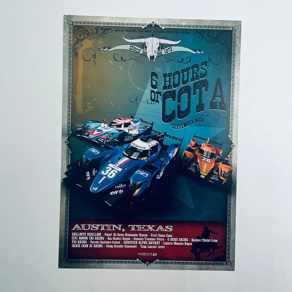 Oreca Motorsport 2017 WEC Season Circuit Event Card Austin, Texas - Pit-Lane Motorsport