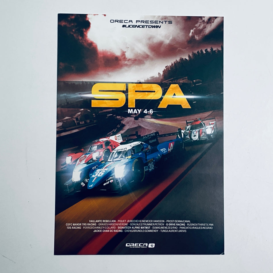 Oreca Motorsport 2017 WEC Season Circuit Event Card Spa - Pit-Lane Motorsport