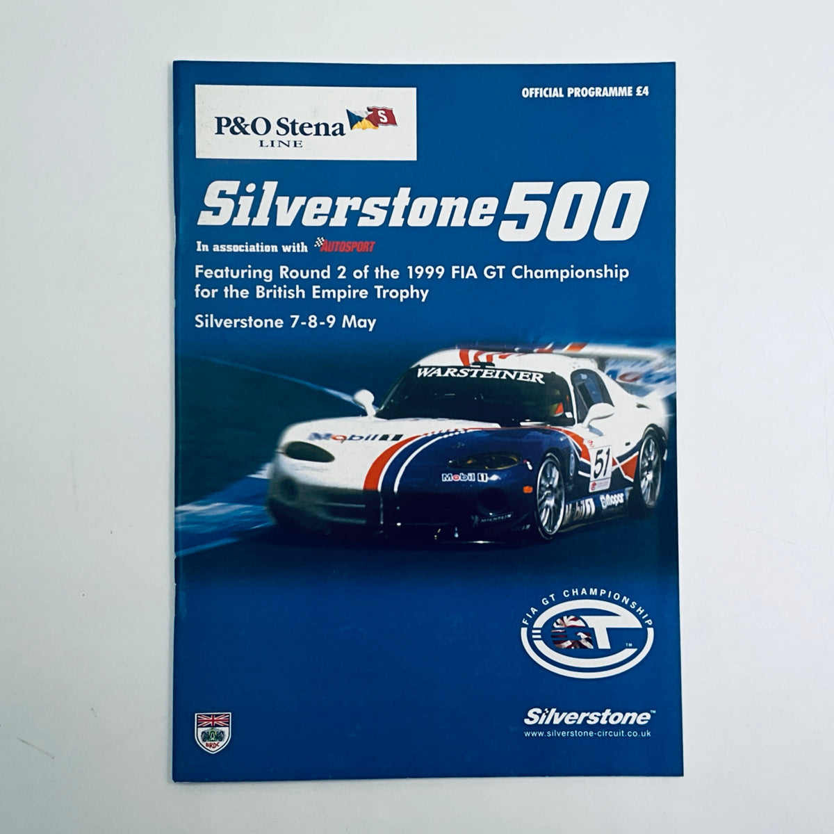 Official Programme British Empire Trophy FIA GT Championship Silverstone 500  1999 - Pit-Lane Motorsport