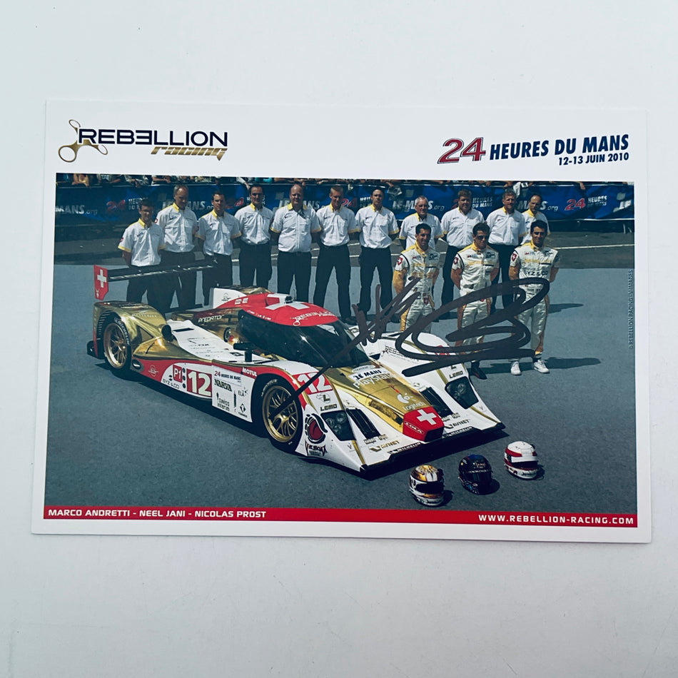 Rebellion Racing 24 Hours Du Mans 2010 Car #12 Promo Card Signed By Nicolas Post &amp; Neel Jarni - Pit-Lane Motorsport