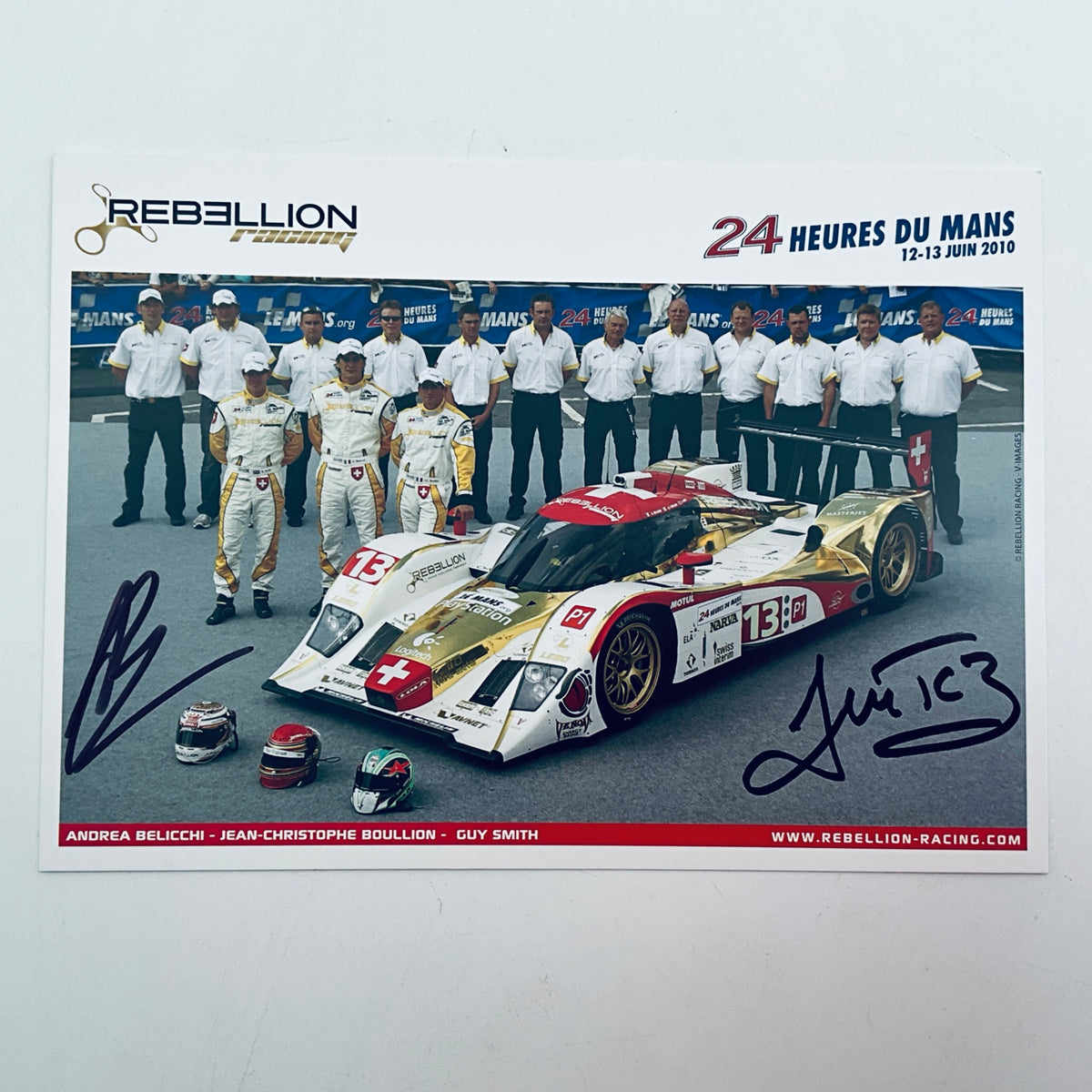 Rebellion Racing 24 Hours Du Mans 2010 Car #13 Promo Card Signed By JCB &Guy Smith - Pit-Lane Motorsport