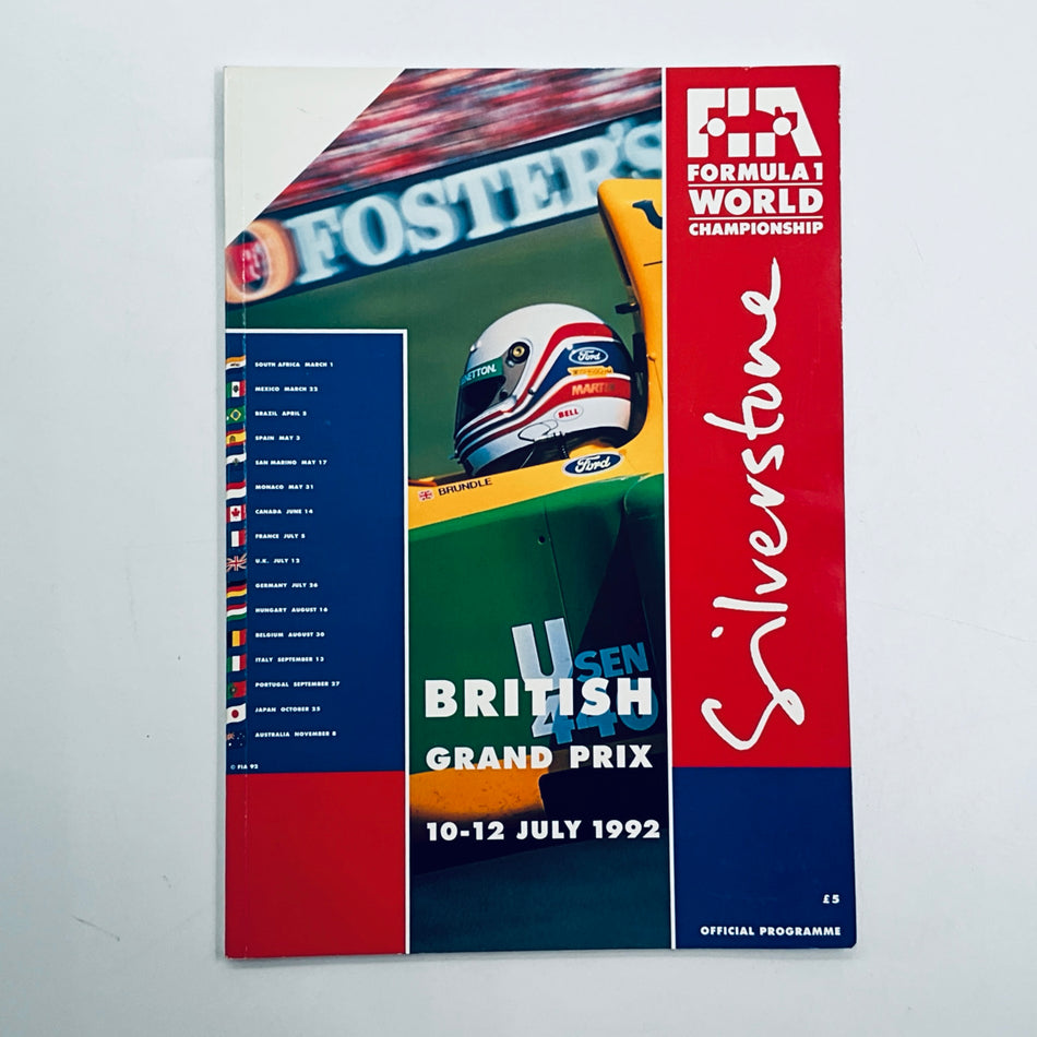 Official Silverstone FIA F1 British Grand Prix Programme -1992 - Pit-Lane Motorsport