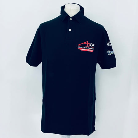 A1GP World Cup Of Motorsport Series Team Issued Polo Shirt Powered By Ferrari -Black - Pit-Lane Motorsport