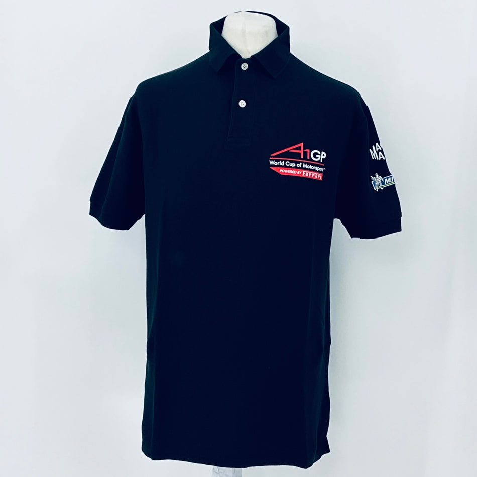 A1GP World Cup Of Motorsport Series Team Issued Polo Shirt Powered By Ferrari -Black - Pit-Lane Motorsport