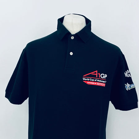 A1GP World Cup Of Motorsport Series Team Issued Polo Shirt Powered By Ferrari -Black - Pit-Lane Motorsport