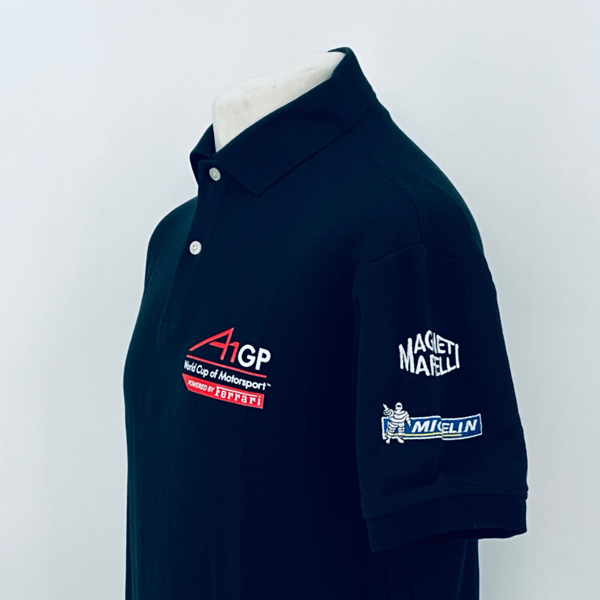 A1GP World Cup Of Motorsport Series Team Issued Polo Shirt Powered By Ferrari -Black - Pit-Lane Motorsport