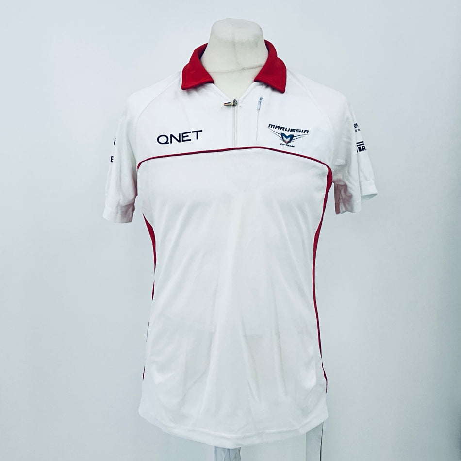 Marussia F1 Team-Team Issue Race Day Round Neck Polo Shirt-White - Pit-Lane Motorsport