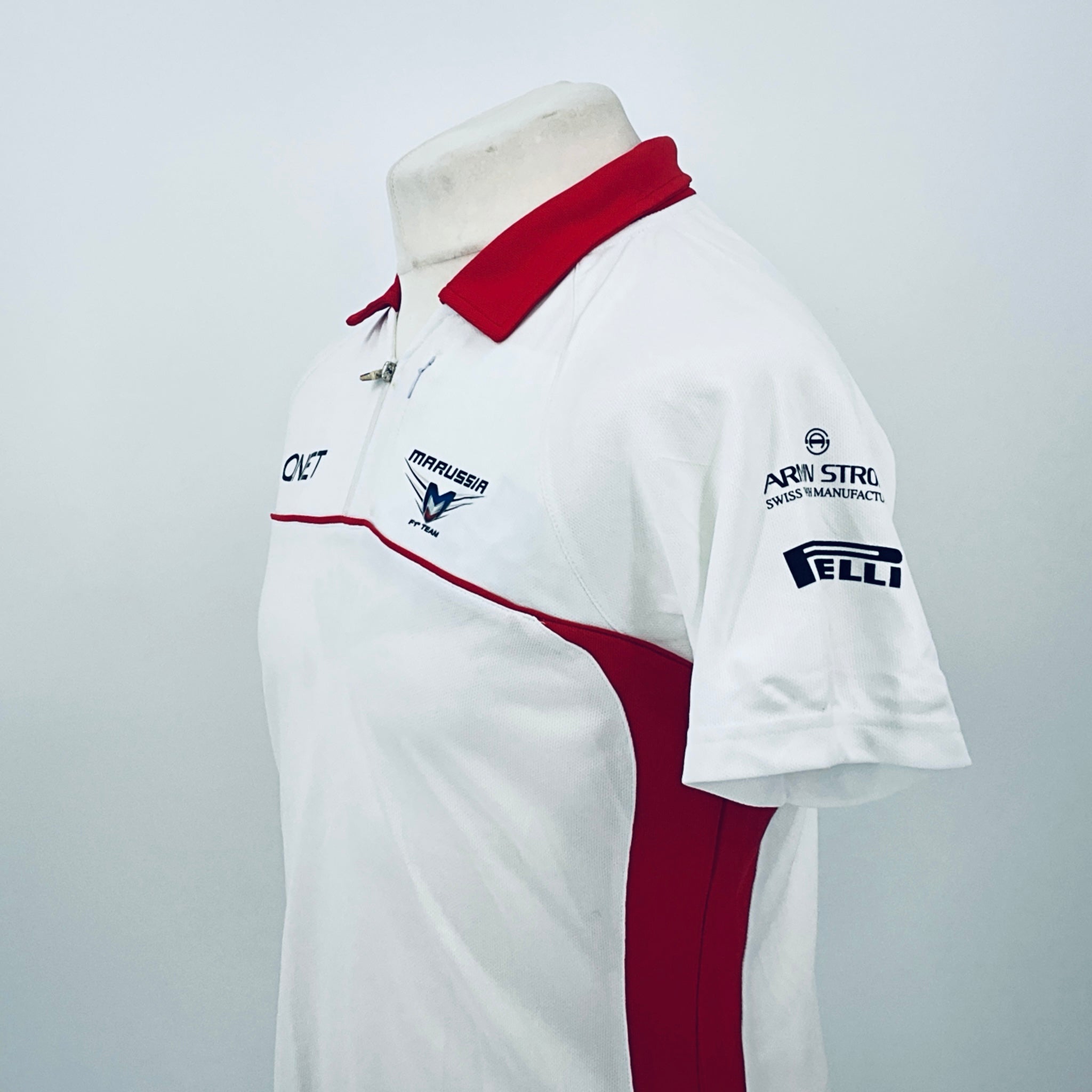 Marussia F1 Team-Team Issue Race Day Round Neck Polo Shirt-White - Pit-Lane Motorsport