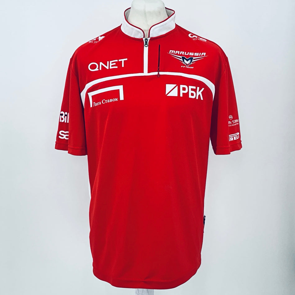 Marussia F1 Team-Team Issue Race Day Round Neck Polo Shirt-Red - Pit-Lane Motorsport