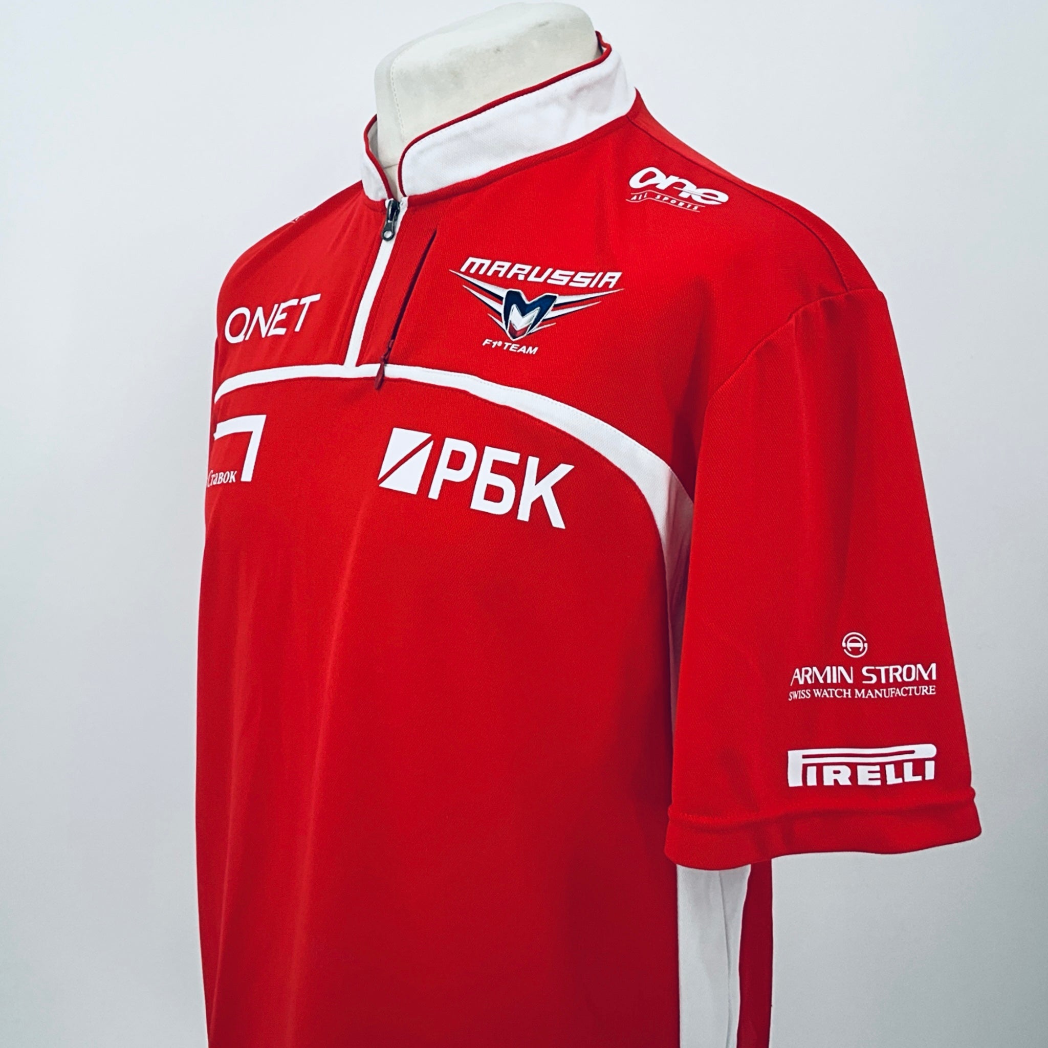 Marussia F1 Team-Team Issue Race Day Round Neck Polo Shirt-Red - Pit-Lane Motorsport