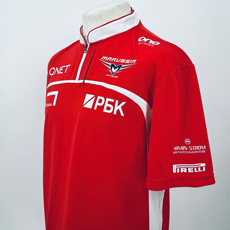 Marussia F1 Team-Team Issue Race Day Round Neck Polo Shirt-Red - Pit-Lane Motorsport