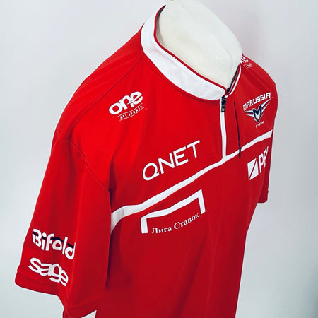 Marussia F1 Team-Team Issue Race Day Round Neck Polo Shirt-Red - Pit-Lane Motorsport
