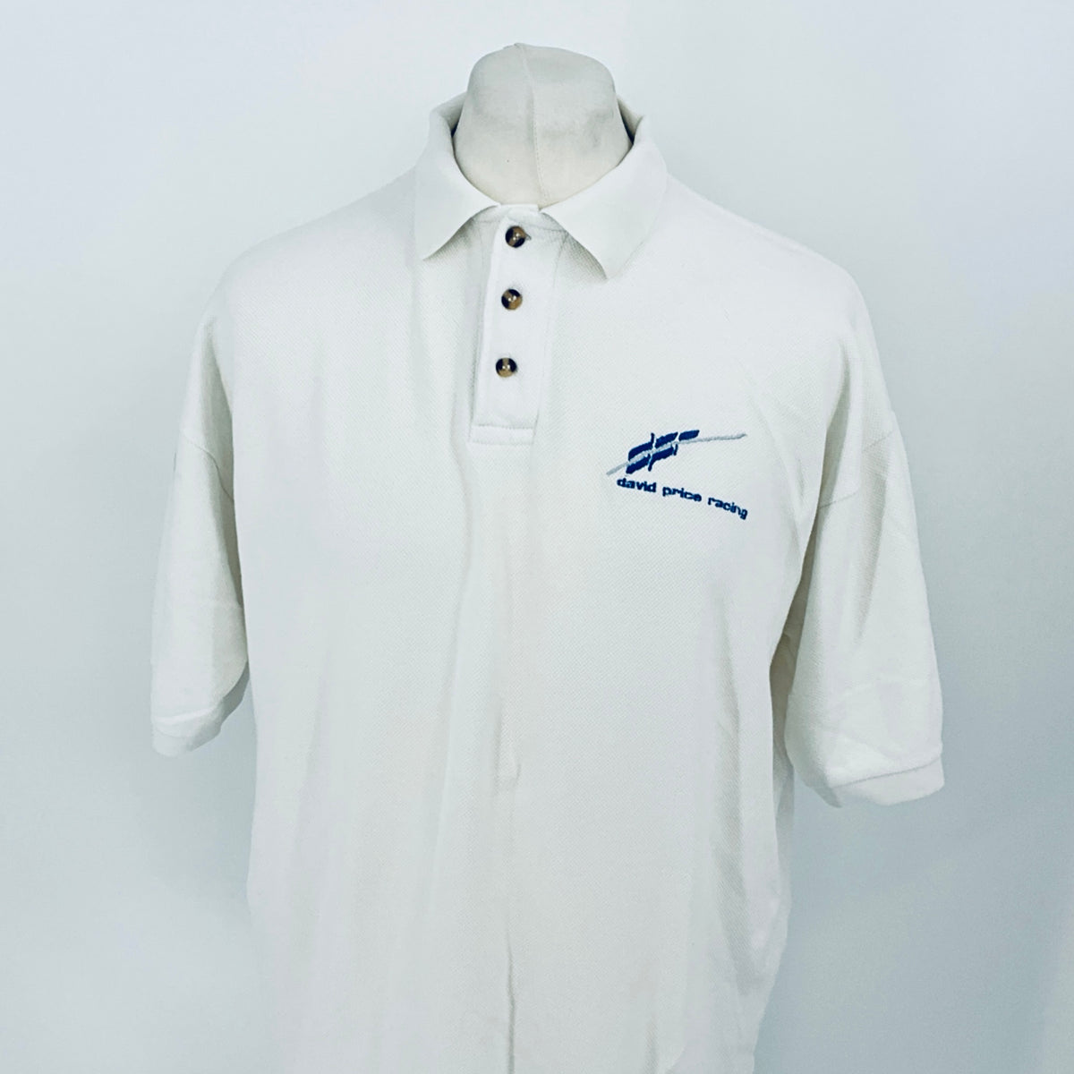 Panoz Motorsport David Price Racing Team Issue Polo Shirt White 1990s - Pit-Lane Motorsport