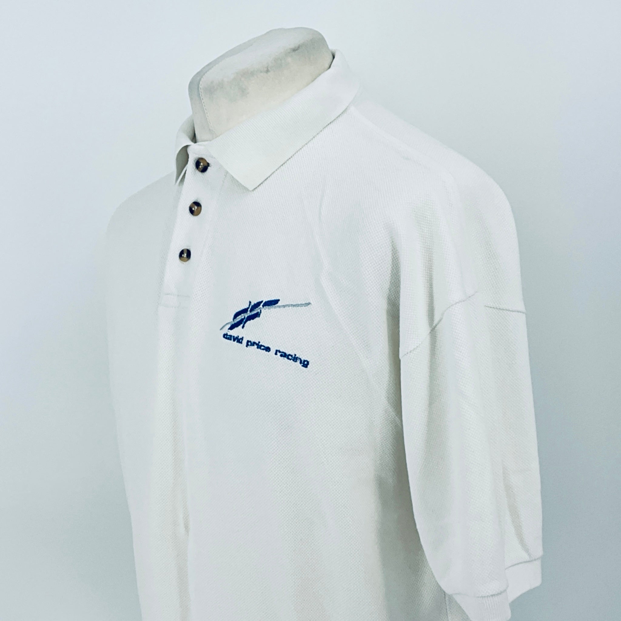 Panoz Motorsport David Price Racing Team Issue Polo Shirt White 1990s - Pit-Lane Motorsport