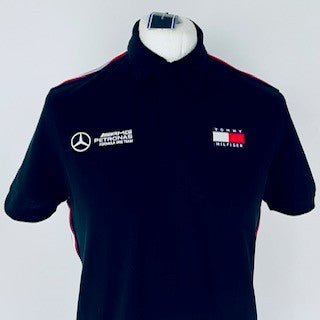 Team Issue Mercedes AMG Petronas Formula One Team Polo Shirt-Tommy Hilfiger Black