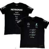 Copy of Mercedes AMG Petronas F1 Team Official Merchandise 2016 Special Edition Team Triple World Constructors Champions Cotton T-Shirt-Black
