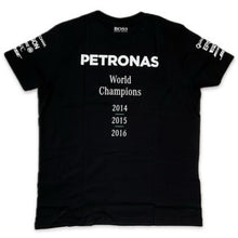 Load image into Gallery viewer, Mercedes AMG Petronas F1 Team Official Merchandise 2016 Special Edition Team Triple World Constructors Champions Cotton T-Shirt-Black