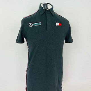 Team Issue Mercedes AMG Petronas Formula One Team Polo Shirt-Tommy Hilfiger Grey