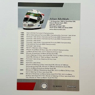 Alan McNish Portrait Hand Signed Audi Sport Quatro TDI Le Mans Team Driver Card