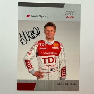 Alan McNish Portrait Hand Signed Audi Sport Quatro TDI Le Mans Team Driver Card