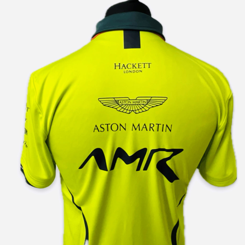 Official AMR Aston Martin Racing Team Issue Race Day Polo Shirt Lime Green-Used