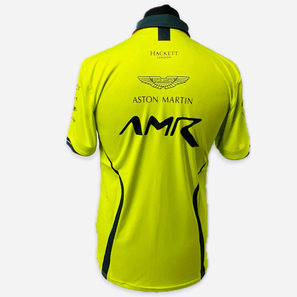 Official AMR Aston Martin Racing Team Issue Race Day Polo Shirt Lime Green-Used