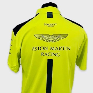 Aston Martin Racing AMR Le Mans Team Official Teamwear Race Day Polo Shirt- Lime Green Early 2018-Used