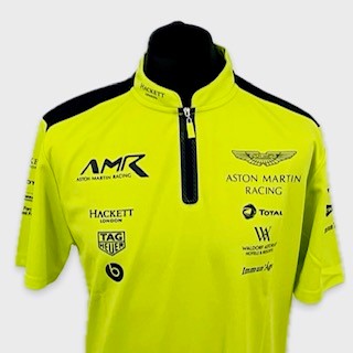 Used Aston Martin Racing AMR Polo Shirt Lime Green early 2018