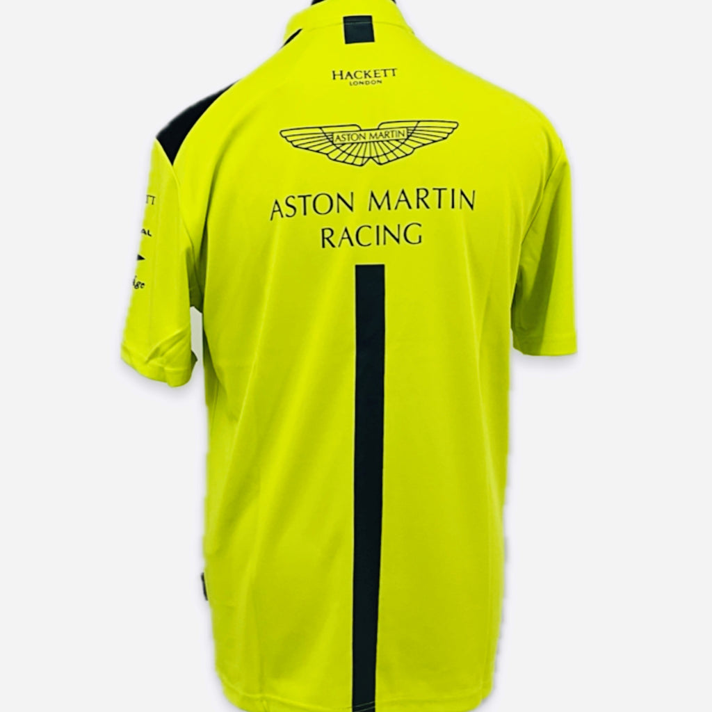 Used Aston Martin Racing AMR Polo Shirt Lime Green early 2018