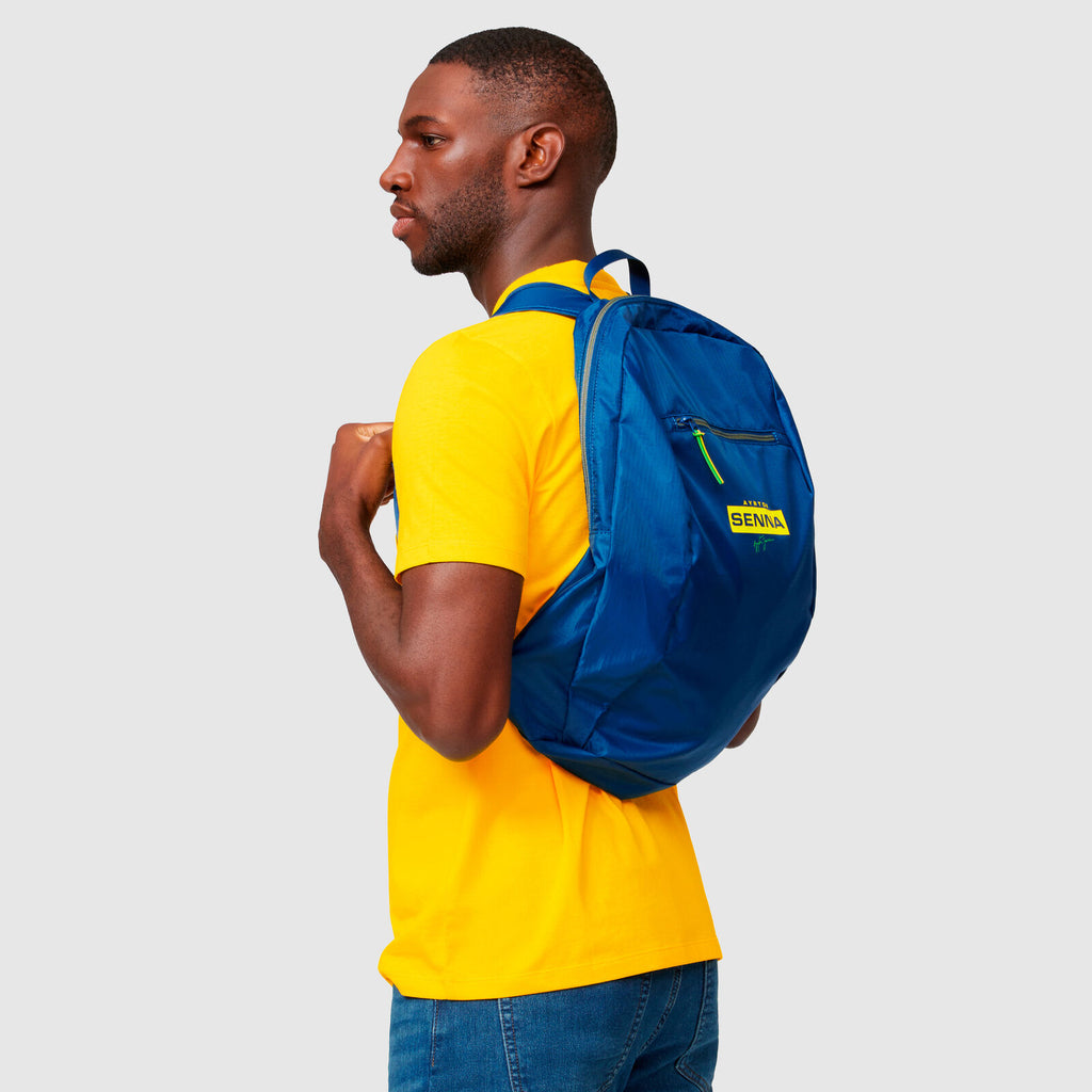 Ayrton Senna Official Collection Packable Backpack Rucksack-Blue