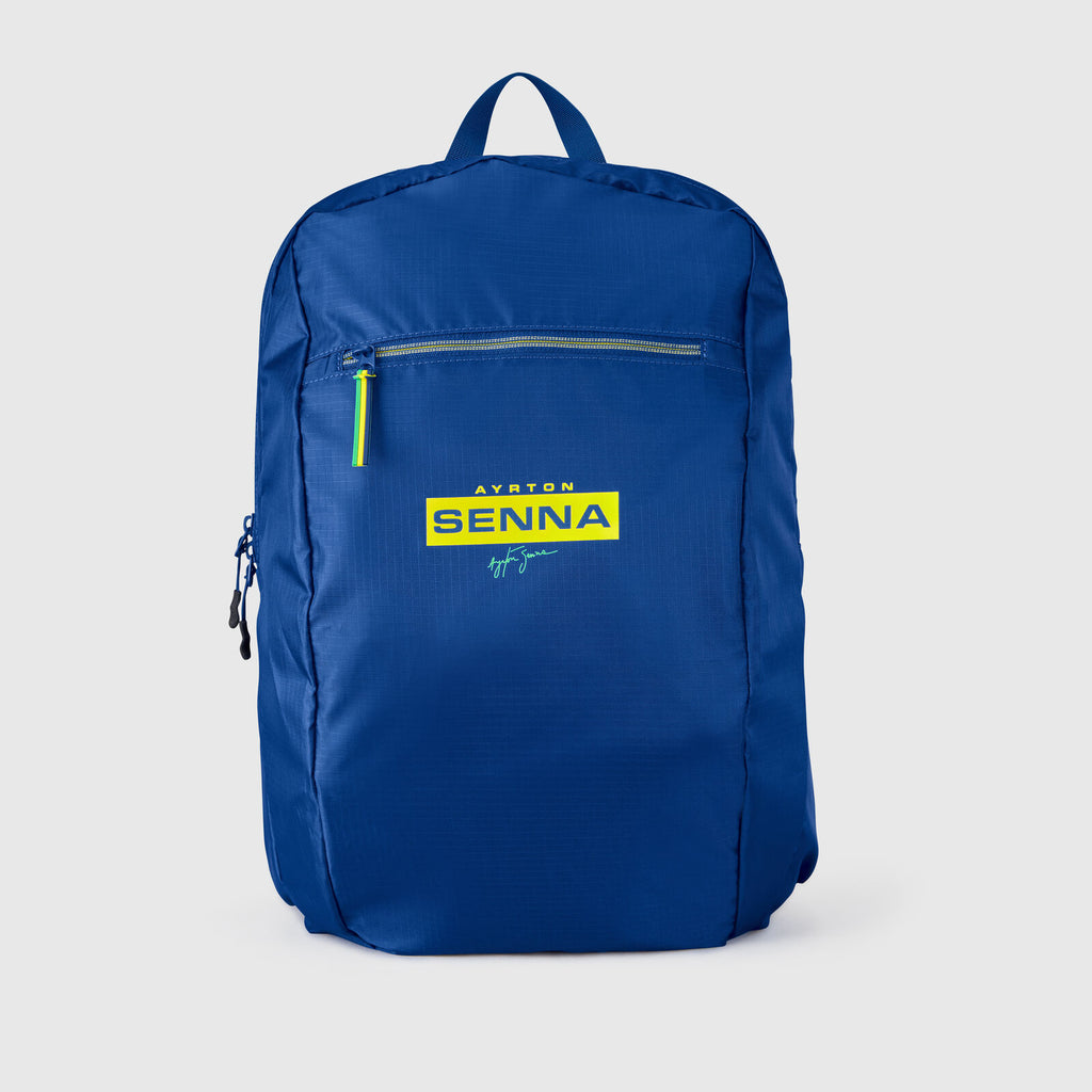 Ayrton Senna Official Collection Packable Backpack Rucksack-Blue