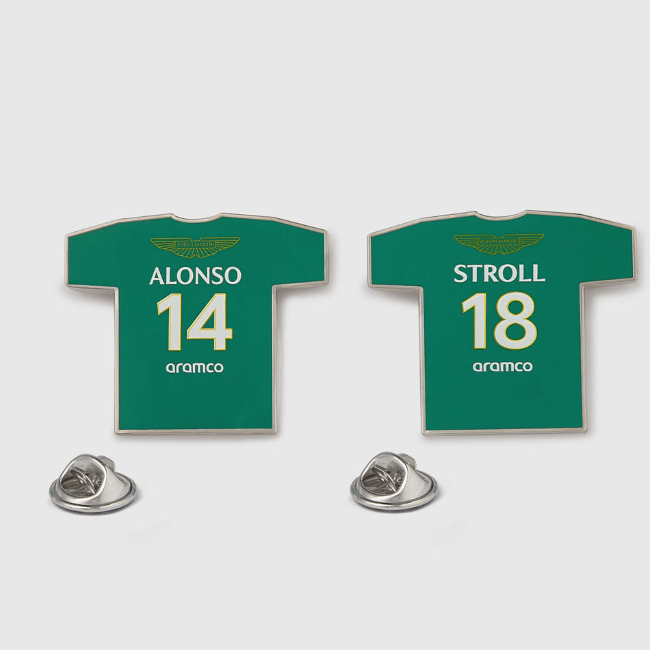 Aston Martin Aramco F1 Team Official  Merchandise Driver Number Pin Badge Set