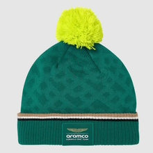 Load image into Gallery viewer, Aston Martin Racing Aramco F1 Team 2024 Official merchandise Team Bobble Beanie