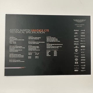 Aston Martin Racing Team Gulf Vantage GTE Official  A4 Team Card
