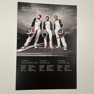 Aston Martin Racing Team Gulf Vantage GTE Official  A4 Team Card